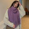 Women's Winter 2026 Red Wool-Blend Shawl - Solid Color Faux Cashmere Scarf