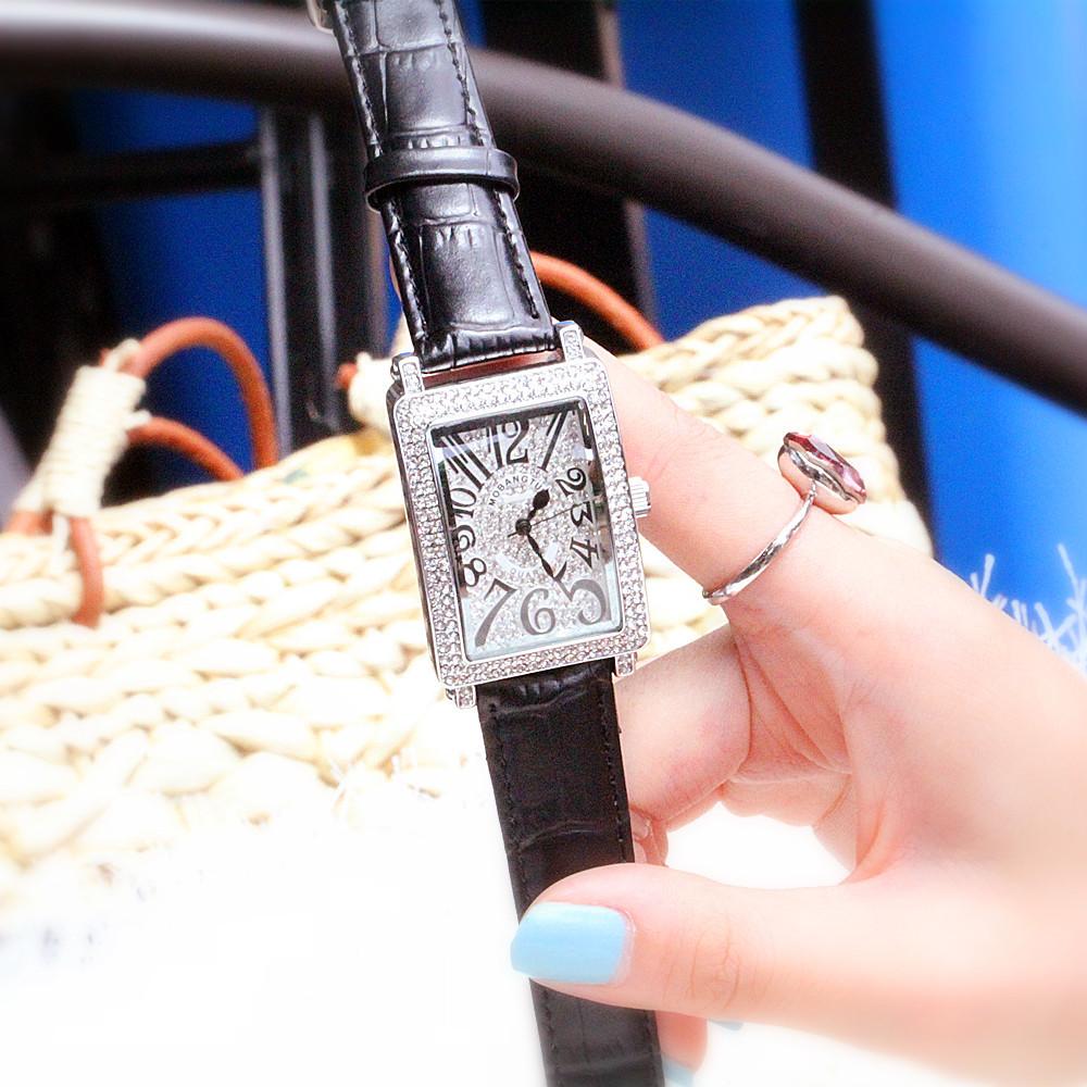 Watch Women S Full Diamond Digital Rectangle Personalized Leather With Quartz Fashion Diamond Watch