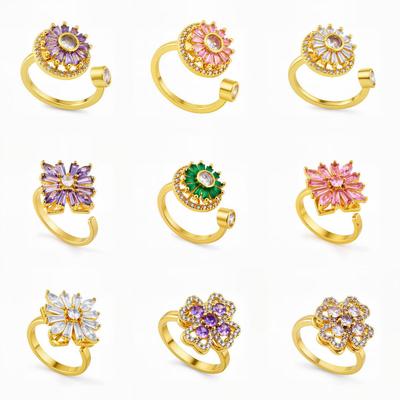 Anello indice lussuoso e girevole in zircone per donna con personalità