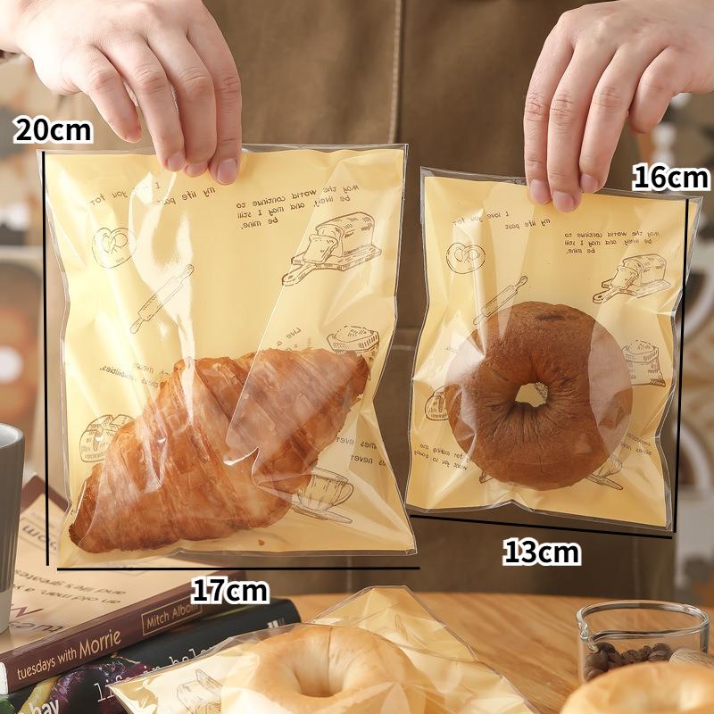 50 Stück Selbstklebende Versiegelungs-Brotbeutel Back-Lebensmittelverpackungsbeutel für Croissants, Kekse, Plätzchen, Sandwiches, Gebäck, Küche