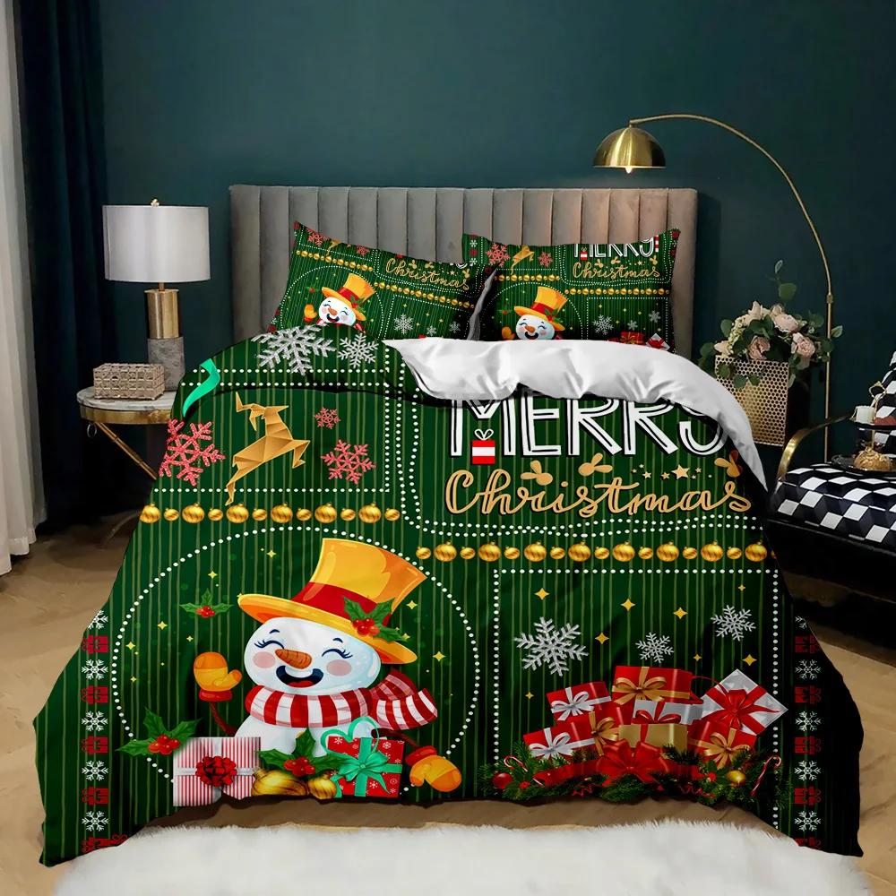 Christmas Duvet Cover Merry Christmas Stocking Comforter Xmas Gifts Bedding Set Kids Happy New Year Candy Polyester Qulit Cover