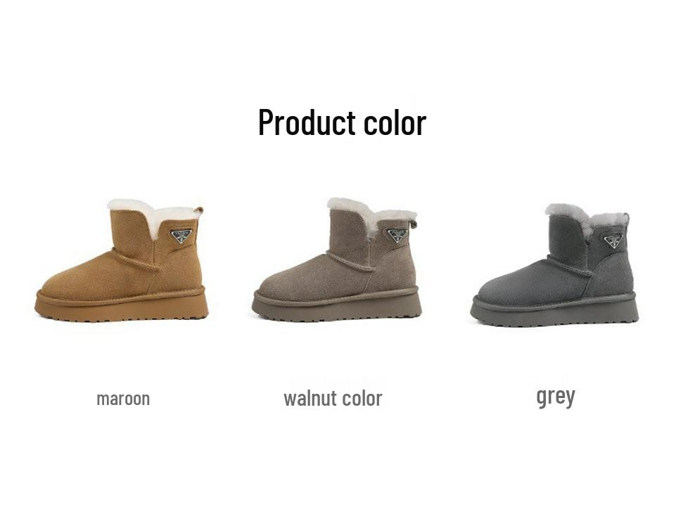 Women's 2025 Fleece-Lined Wool Snow Boots: Thick-Soled, Non-Slip, Wear-Resistant, Genuine Leather for Autumn/Winter.
