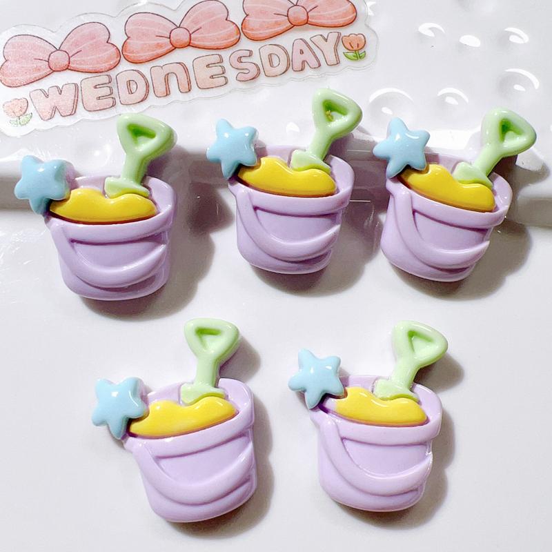 10Pcs Cute Bright Interesting Cartoon Beach Umbrella Slippers Series Resin Scrapbook Diy Jewelry Wedding Hairpin Accessories A94