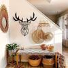 Black Metal Elk Design Wall Hanging Art Gift for Home Office Decor