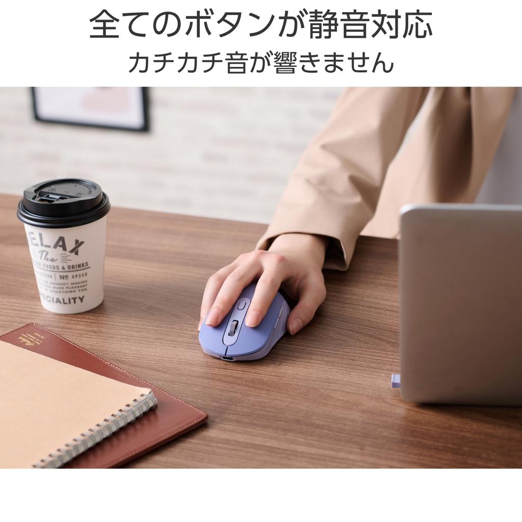 ELECOM Wireless OSMOD 6 Mouse, Quiet, Rechargeable, Six, Bluetooth, 2.4GHz, 2-Device Connection, Multi-Pairing, Buttons, Blue, M-MY35MBSBU-G