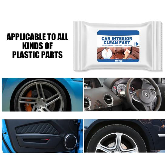 10Pcs/Bag Car Cleaner Wipe Moisture Sealing Design Portable Car Interior Cleaner Wipes Sheets for Vehicle