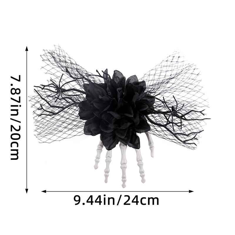 

1 шт. Хэллоуин Ведьма Призрак Невеста Украшение Боковая заколка Сетка Пластик/Полиэстер Странный танец Роза Заколка для волос Заколка для волос для платья чёрный