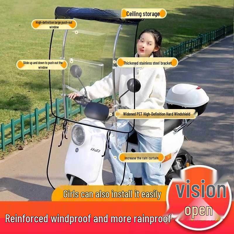New Retractable Electric Car & Motorcycle Sunshade Tent - Pedal Folding Canopy
