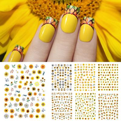 Nail Sticker Sunflower Shape 3D Effect Ultra Thin Blossom Floral Nail Art Water Decals