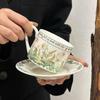 Coffee Cup and Saucer Gift Box Set Ceramic French Vintage Bellflower Home Water Cup Couple Gift High-end Souvenir