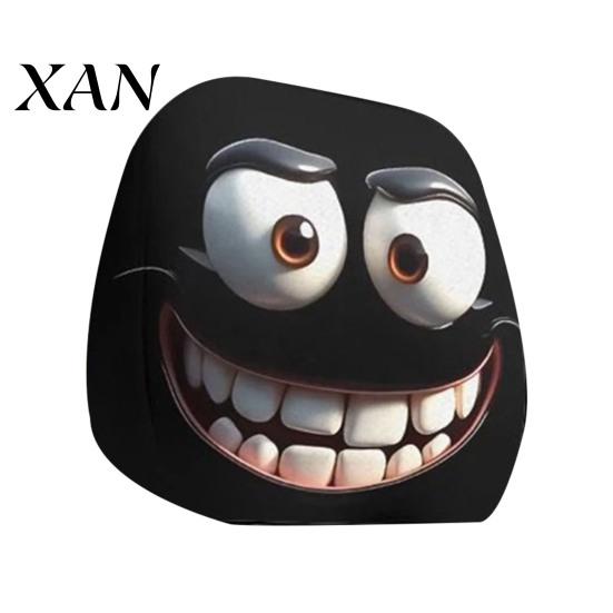 Vehicle Interior Comfort Accessories Halloween Car Headrest Cover, Scary Pattern Print Stretchable Soft Fabric Guard Protector, Breathable Polyester