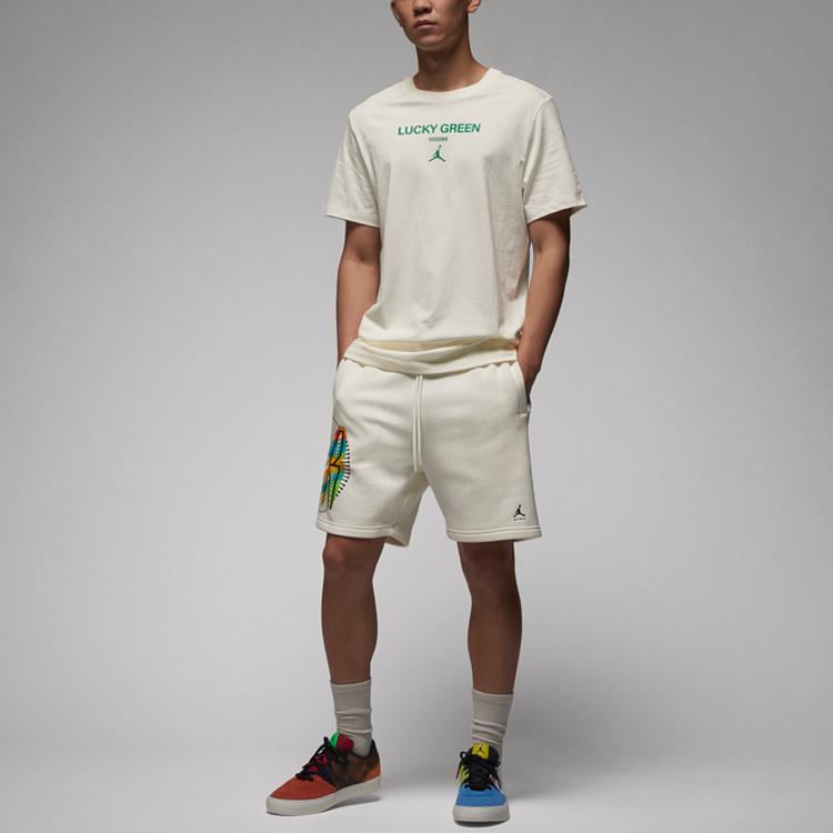 Jordan Alphabet Logo Print Round Neck Short Sleeve T-Shirt Men Tops Sail FN3716-133