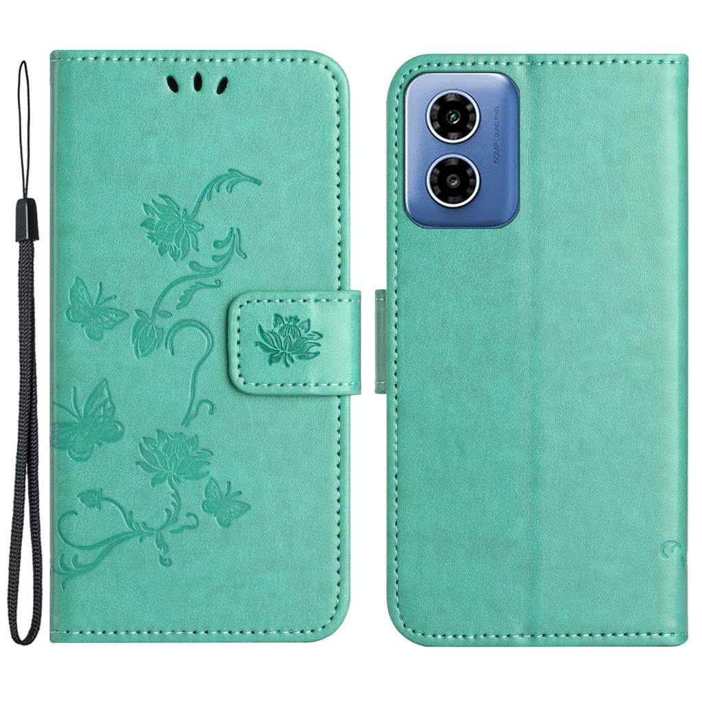 Dla Motorola Moto E14 4G/G04 4G/G04s 4G/G24 4G Etui Portfelowe Skórzane PU Podstawka Motyl Kwiat Pokrowiec na Telefon