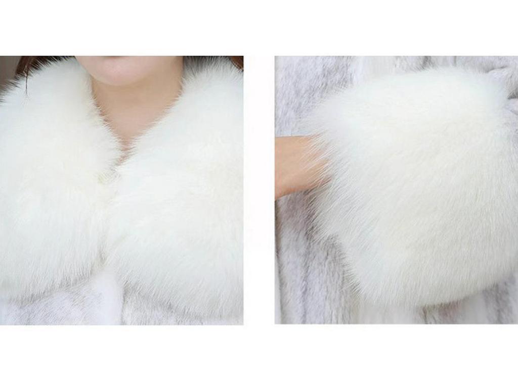 Women's Long Mink Coat with Fox Fur Collar - Casual and Warm Winter Fur Coat