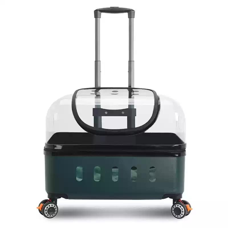 PC Material Pet Suitcase Cat Bag Portable Pet Outdoor Luggage Transparent Dog Aviation Box Small Cart Household Pet Supplies