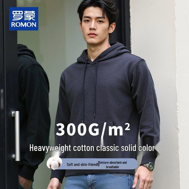 

ROMON Men s Solid Color Hooded Sweatshirt 4XL