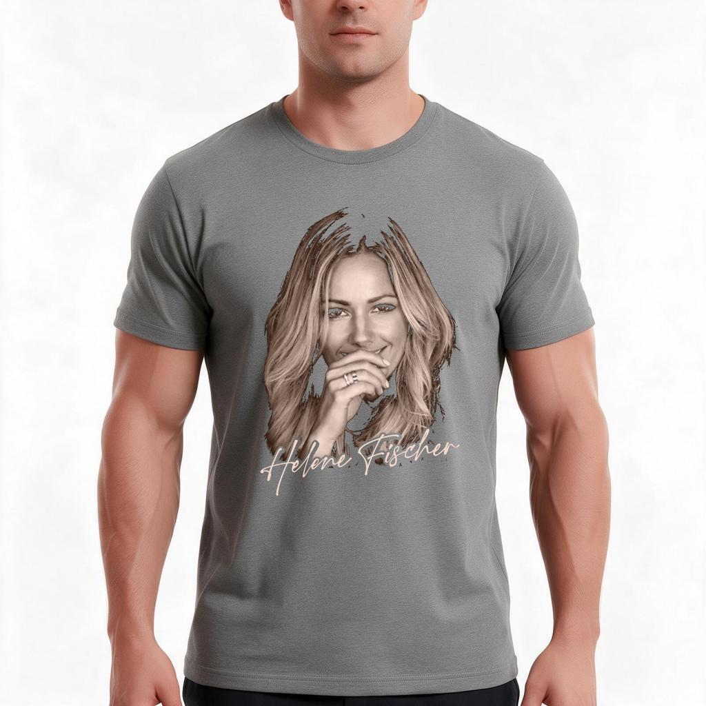 Helene Fischer T-Shirt Sommer Lässig Baumwolle T-Shirt Oversized Streetwear Oberteile Vintage Grafikdruck Lockerer Schnitt Kurzarm