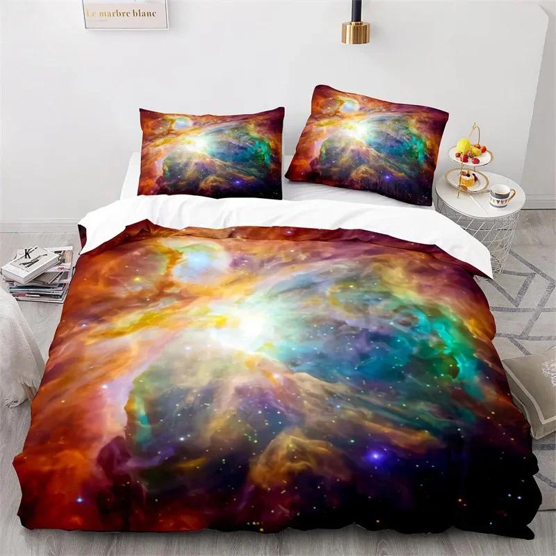 Starry Sky Galaxy Duvet Cover Natural Scenery Bedding Set Microfiber Aurora Comforter Cover King Size For Kids Adult Room Decor