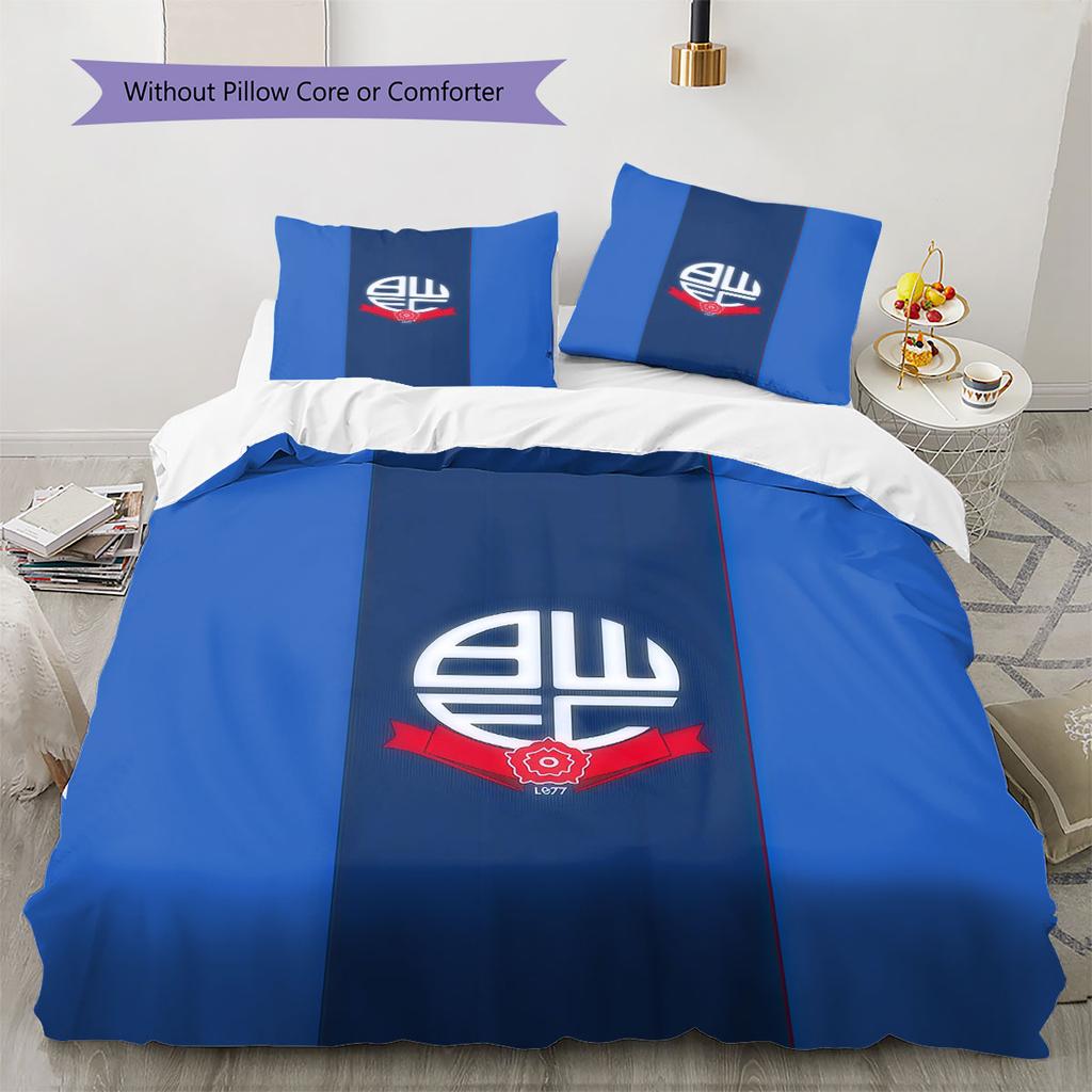 Bolton Poster Bettwäsche Steppdecke Set Bettbezug Kissenbezug Heimdekoration Geburtstagsgeschenk (1 Bettbezug + 2 Kissenbezüge, ohne Füllung)