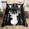 Camo Deer Duvet Cover Set Antlers Arrow Pattern Bedding Set Stripes Gird Camouflage Comforter Cover Microfiber King Quilt Cover