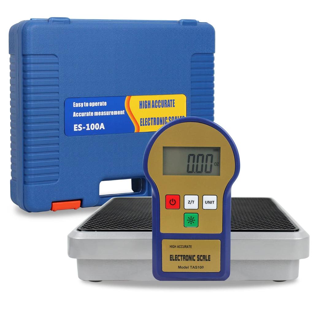 BACOENG Digital Charging Scale Refrigerant 100kg Charging Capacity with Auto Portable Case and Refrigerant Recovery for Auto AC - Scale, Shutoff,
