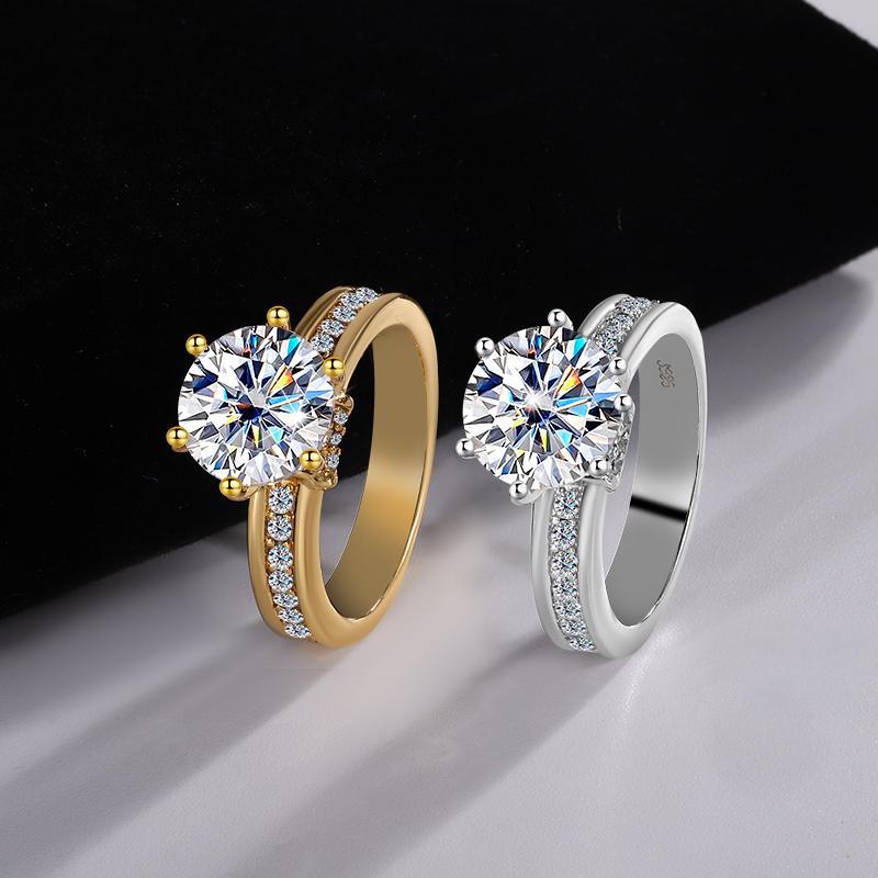 925 Sterling Silver VVS Moissanite Brilliant Cut Eternity Band Ring Rhodium Plated CMA Certified Popular GRA Design
