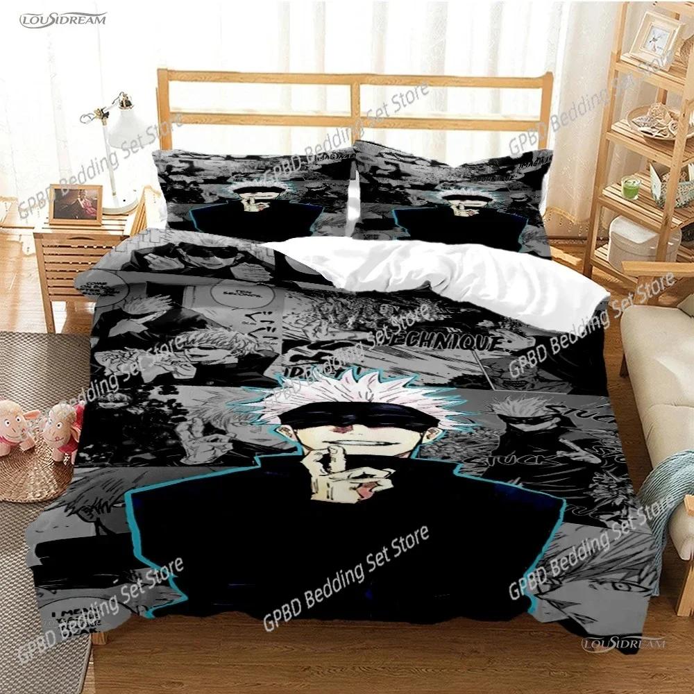 Cartoon Anime Jujutsu Kaisen Duvet Cover Comforter Bedding Set Soft Quilt Cover and Pillowcas for Teens Single Double Queen King