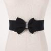 Solid Color Elastic Bow Belt Adjustable Buckle Bowknot Waistband  Dress Coat Accessories