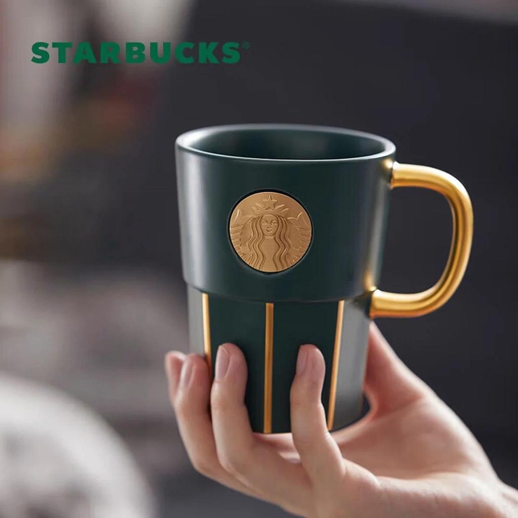 Starbucks Dark Green Goddess Signature Mug, 390ml Office Water Cup, Coffee Mug, Ceramic Cup