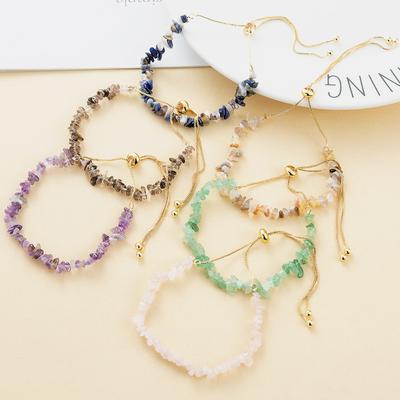 Natural Stone Beaded Sliding Buckle Bracelet for Women's Fashion Handwoven Adjustable Summer Party Beach Jewelry Gift Bracelet