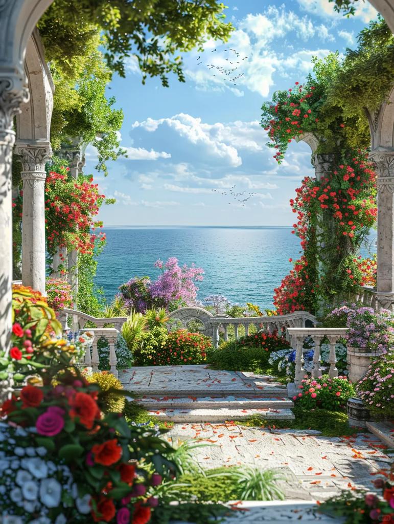 5D DIY Diamond Mosaic Seaside Needlework Painting Garden Cross Stitch Diamond Embroidery Landscape Decor For Home