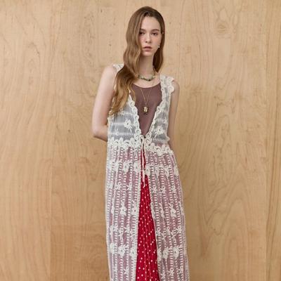 Boho průsvitná krajková dlouhá vesta Ze07qd002na