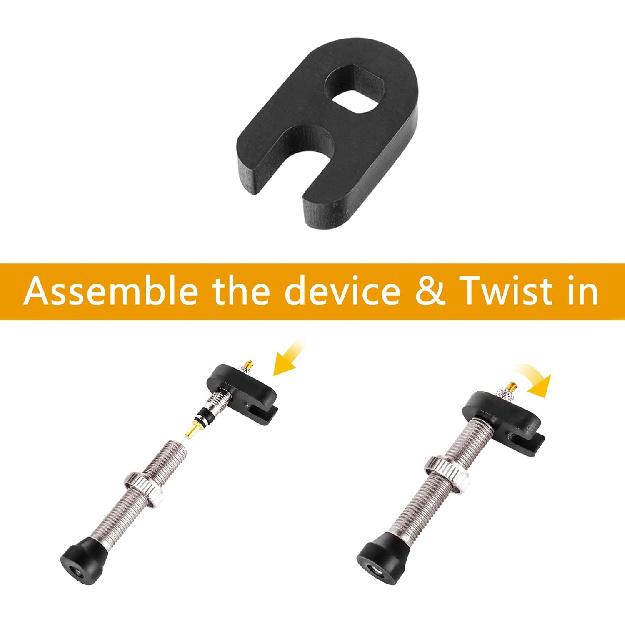 2PCS Tubeless Valves, Brass Tubeless Valve Stem(40 mm), 1PSC Valve Core Remover Tool