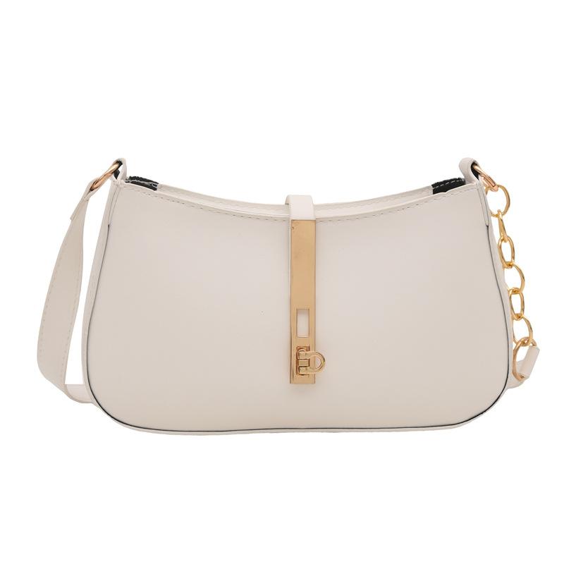 Stylish And Simple Shoulder Bag Versatile Commuter Bag Foreign-Style Texture Pu Women'S Bag Solid Color Chain Armpit Bag