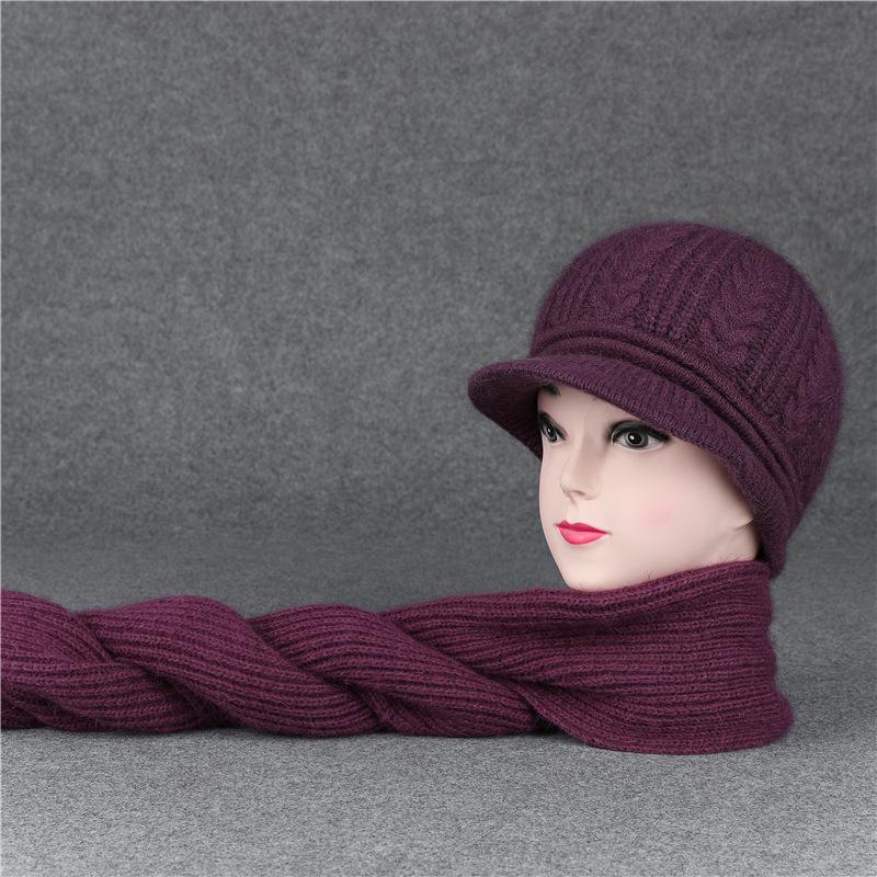 Duck Tongue Old Man Hat Female Grandma Autumn Winter Rabbit Wool Hat Knitted Thermal Basin Hat Middle-Aged And Elderly Mother Velvet