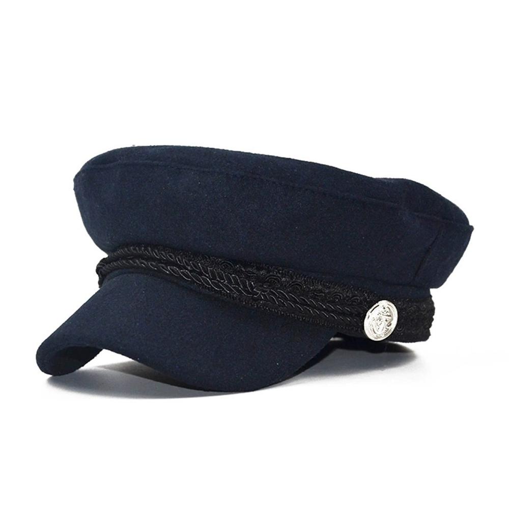 Fashion Women Men Beret Hat Spring Autumn Sailor Black Octagonal Cap Top Travel