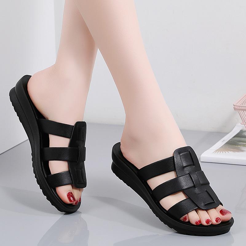 Sandali con zeppa e plateau da donna, leggeri, da infilare, estivi, da spiaggia, comode, con supporto plantare, punta aperta, per donna