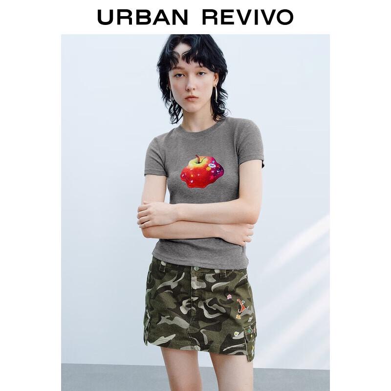 UR 2025 Autumn Women s Slim Fit Round Neck T-Shirt with Fun Print S