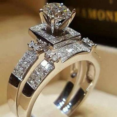 2 Teile/satz Hochzeit Verlobung Glänzenden Strass Vorschlag Finger Ring Schmuck Geschenk