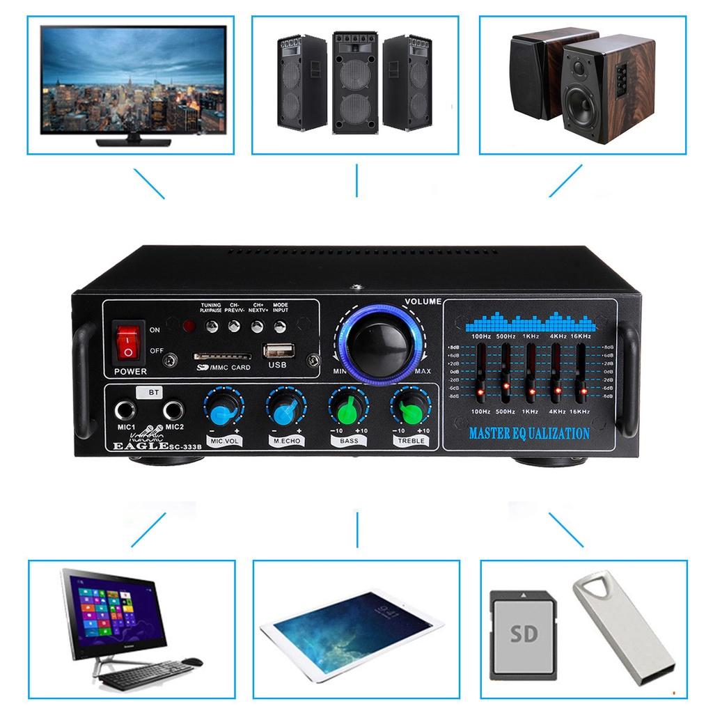 2000W 2 Micphone 220V FM AUX USB SD AMP Home Cinema Karaoke Remote Control Stereo Amplifier bluetooth Surround Sound Mixer