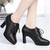 Autumn Deep Mouth Women's Shoes Fashion Office High Heels Comfort Round Toe Women's Work Shoes Winter Fur Platform Pumps