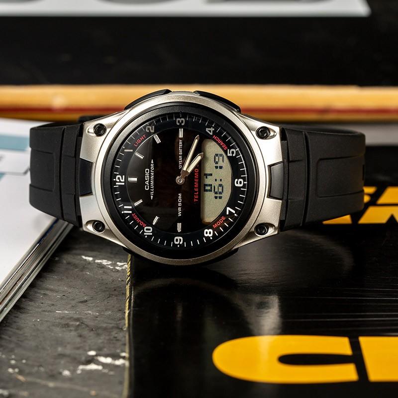 Casio YOUTH series-disc dual display classic retro fashion trend 10 years power pointer dual display day and date display waterproof AW-80-1AJH