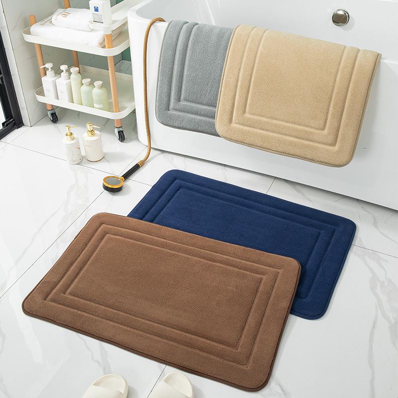 Memory Foam Absorbent Bathroom Door Mat with Non-Slip Design
