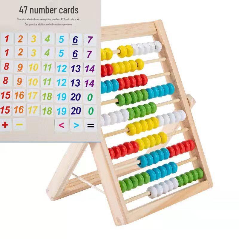 10-Row Wooden Abacus for Elementary School Math: Early Childhood Addition, Subtraction, and Counting Teaching Aid.