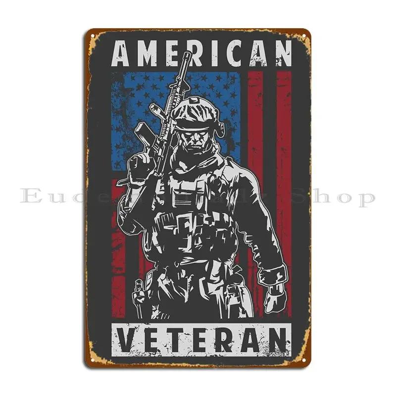 American Veteran Soldier Metal Sign Printing Designer Decoration Personalized Mural Tin Sign Poster 20x30cm（7.8x11.8inch）
