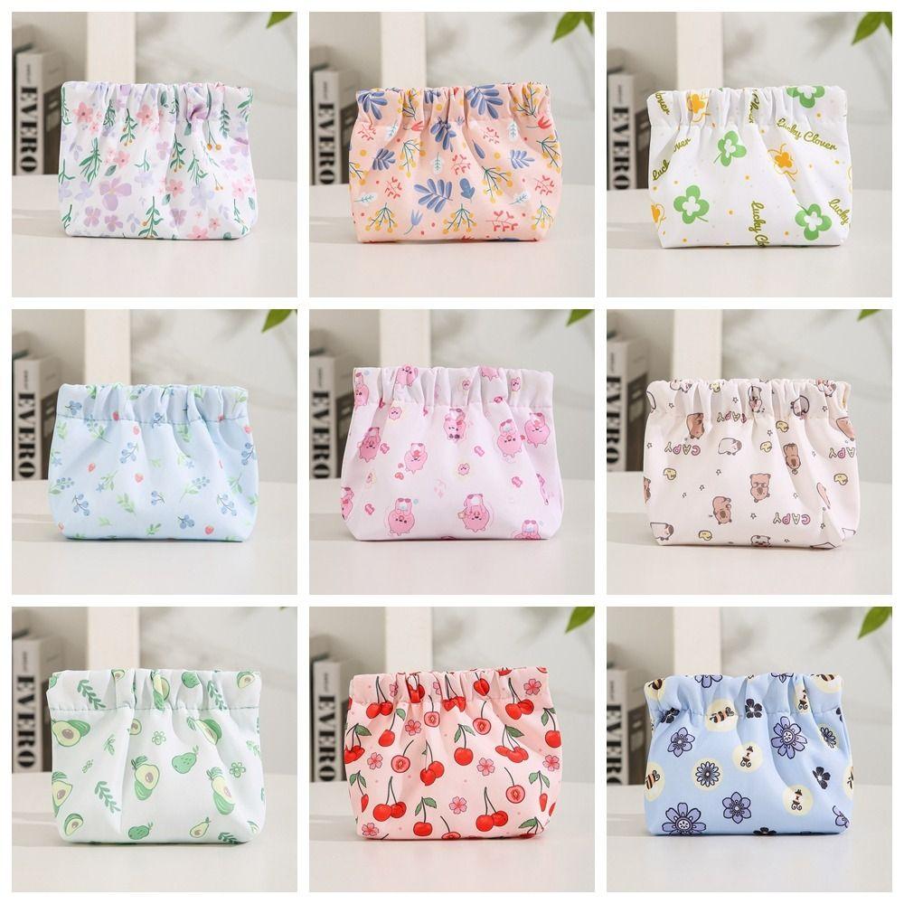 Floral Self-closing Makeup Bag Purse Jewelry Bag INS Leaf Spring Bag  Travel