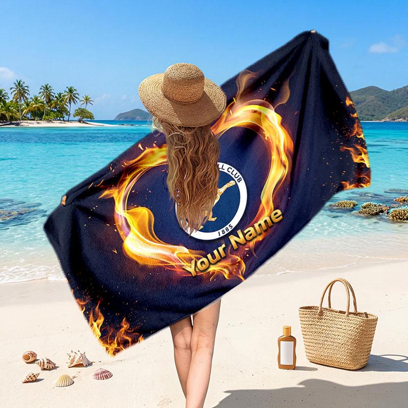 Monaco FC Custom Beach Towel, Personalized Name Text Print, Football Logo Soft Quick‑Dry Towel Holiday Gift
