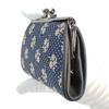 Indenya Inden Coin Purse, 340, Parent and Child, Deerskin, Navy Blue with White Lacquer, Cosmos Pattern, 1501-14-175