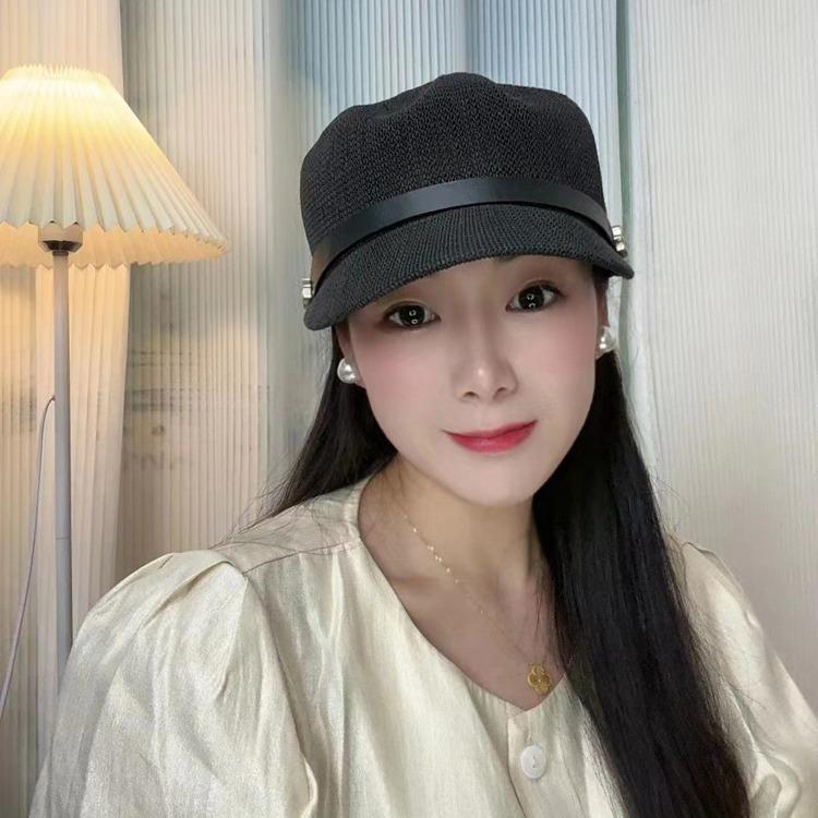 Straw hat women's new summer belt buckle elegant equestrian hat straw cap British sunshade sun protection hat