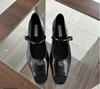 Retro inner height increase one-word buckle Mary Jane shoes women's shoes 2025 autumn and winter new French Xiaoxiangfeng temperament single shoes